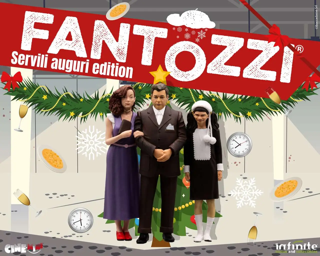 Figurine fantozzi famiglia rag ugo servili auguri edition cinemini pvc